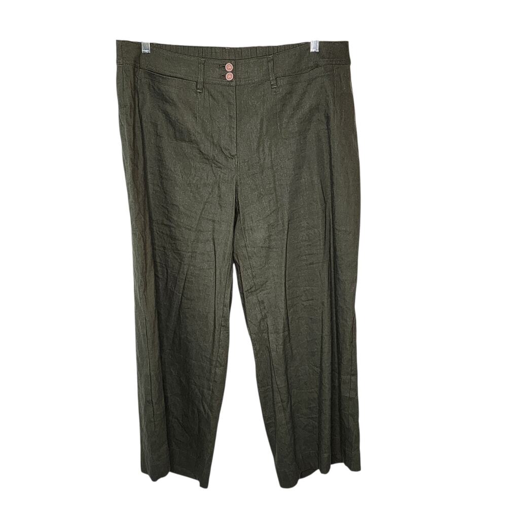 J. Jill Linen Stretch Cropped Wide Leg Pants Spanish Moss Size XL